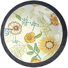 Foglie dipinte a mano motivo floreale Pomelli per Porta Set di 4 Pomelli per Mobili Manopole per Cassetti Cucina Armadio Vetro