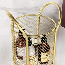 BLWX LY Cestello portaoggetti con Ruote ， Carrello Multiuso cilindrico in Ferro a 2 Piani ， Ripiani Bagno ， for casa, Cucina, Ufficio (Color : Gold)