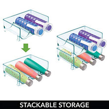 mDesign Set da 2 Portabottiglie vino e acqua – Scaffale portabottiglie da appoggio per un totale di 6 bottiglie – Mensola portabottiglie impilabile in plastica senza BPA – blu