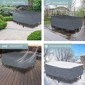 HENTEX - Copertura protettiva per mobili da giardino, rettangolare, set di sedie, telone di copertura per tavolo da giardino, impermeabile, traspirante, 160 x 150 x 85 cm, grigio