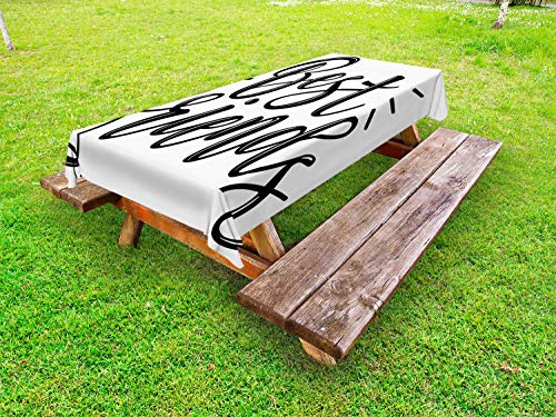 ABAKUHAUS Migliore Amico Tovaglia da Esterno, Bianco e Nero d', Tovaglia da Picnic Lavabile Decorativa, 145 cm x 305 cm, Dark Night Blu Bianco