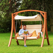 blumfeldt Maui Dondolo da Giardino con Struttura in Legno di Larice Massiccio(110 cm, 2 Posti, Baldacchino apribile, anatomico)