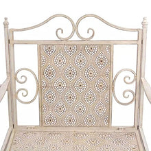 SHENGFENG Panca da giardino bianca, sedia a 2 posti, in acciaio, panca per sedersi, panca da esterno, 161 x 58 x 90 cm