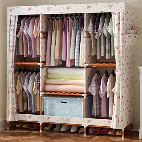 LyMei Armadio Portatile di stoccaggio Armadio in Legno massello Lavabile Impermeabile Oxford Cloth Closet Organizer Storage Armadio Pieghevole,A_150*46 * 170cm