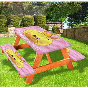 Tovaglia da tavolo e panchina da picnic per ragazze e ragazze, con tiara con bordo elastico, 60 x 72 cm, set da 3 pezzi per campeggio, sala da pranzo, all'aperto, parco, patio