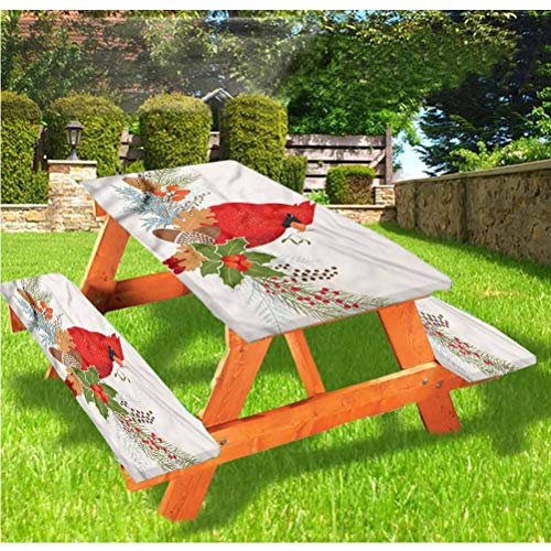 Cardinal - Tovaglia da picnic con bordo elastico, 60 x 170 cm, 3 pezzi, per campeggio, sala da pranzo, all'aperto, parco, patio