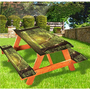 Woodland - Tovaglia da picnic e panchina, con bordo elastico, 60 x 72 cm, per campeggio, pranzo, all'aperto, parco, patio