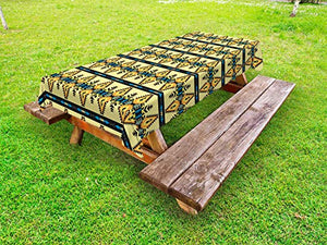ABAKUHAUS Tradizionale Tovaglia da Esterno, Ethnic Motif Triangoli, Tovaglia da Picnic Lavabile Decorativa, 145 cm x 210 cm, Pastello Giallo Albicocca