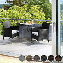 tectake 2x Pezzi Sedie da Esterno, Poli Rattan Poltrona da Giardino, Set 2x Rivestimenti per Cuscini, Viti in Acciaio Inox, Grigio Chiaro