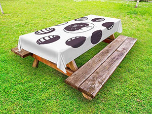 ABAKUHAUS Fase lunare Tovaglia da Esterno, Minimal Art Lunar, Tovaglia da Picnic Lavabile Decorativa, 145 cm x 265 cm, Malva Scuro e Bianco