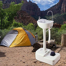 RIYIFER Lavandino Esterno Rimovibile Portatile con Portasciugamani, Lavabo da Viaggio Progettato con Serbatoio di Recupero da 5 Litri,Bianca,50x33x83cm