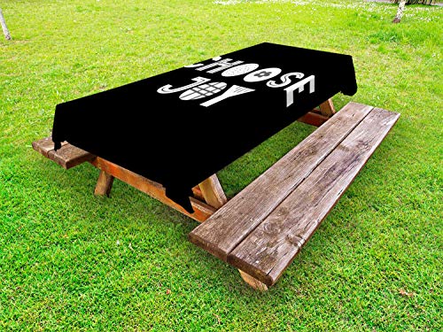 ABAKUHAUS Scegli Joy Tovaglia da Esterno, Geometric Design Floreale, Tovaglia da Picnic Lavabile Decorativa, 145 cm x 265 cm, Grigio Scuro e Bianco