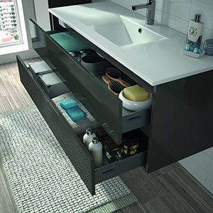 Allibert - Set di mobili da bagno premontati, con funzione Softclose, 80 cm, colore: Grigio