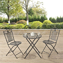 [en.casa] Set da Bistrot Composto di 1 Tavolo Rotondo e 2 Sedie con Elementi Decorativi Set Mobili Pieghevoli da Giardino/Balcone/Pub/Bar - Verde