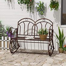 Outsunny Panchina a Dondolo da Giardino in Metallo a 2 Posti con Braccioli, 104x75x95.5cm, Colore Bronzo