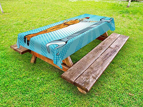 ABAKUHAUS Meccanico d'auto Tovaglia da Esterno, Retro Strumento Riparatore, Tovaglia da Picnic Lavabile Decorativa, 145 cm x 210 cm, Multicolore