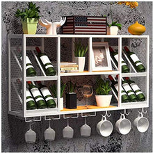 Classico Attaccatura del supporto del vino industriale metallo Wallmounted Wine Rack, Legno Hanging Wine Glass supporto di bottiglia del vino della cremagliera Mensole decorazione della parete di stoc