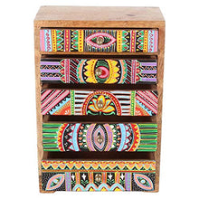 Casa Moro Mini comò Indica 19,5 x 12 x 29 cm (L x P x A) in vero legno con 5 cassetti colorati | Scatola in legno dipinta in stile africano | idea regalo originale per la festa della mamma | RK105