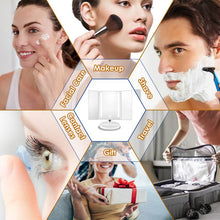 Auxmir Specchio Trucco con Luci, Specchio da Tavolo con Ingranditore 1X/10X, Luminosità Regolabile a Touch Screen,180° Girevole, Ideale Trucco, la Cura del Viso, Rasatura