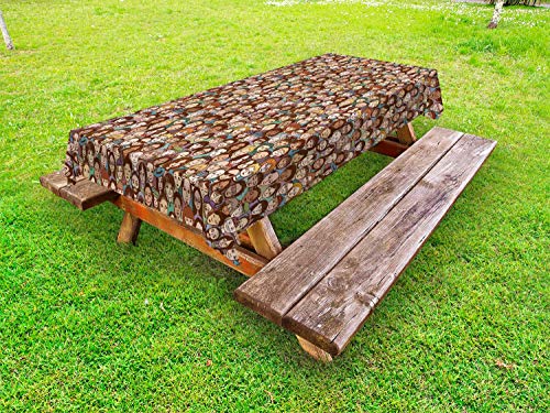 ABAKUHAUS Persone Tovaglia da Esterno, Volti Umani Doodle Stile Art, Tovaglia da Picnic Lavabile Decorativa, 145 cm x 210 cm, Multicolore