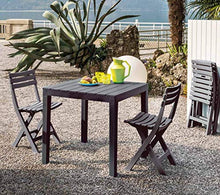 Tomaino Tavolo da Giardino Quadrato in plastica Effetto Legno 78 x 78 x 72h cm (Antracite)
