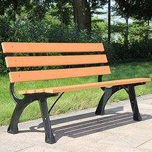 Panca per il tempo libero in alluminio pressofuso per terrazza con decorazione da esterno, sedile da giardino anticorrosivo in legno massello con schienale, panchina da giardino per esterni