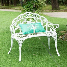 Panca da Giardino per Esterno da 40 Pollici, Metal Rose panchina terrazza in Stile, Outdoor Doppia sede per Il Tempo Libero con braccioli e Schienale, Adatto a Prato e Balcone