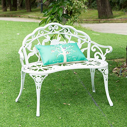 Panca da Giardino per Esterno da 40 Pollici, Metal Rose panchina terrazza in Stile, Outdoor Doppia sede per Il Tempo Libero con braccioli e Schienale, Adatto a Prato e Balcone