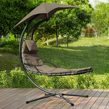 SoBuy Dondolo da Giardino e casa Lettino Prendisole in Metallo con Tettuccio a Foglia e Cuscino Incluso Max Portata 150 kg (OGS39-BR)