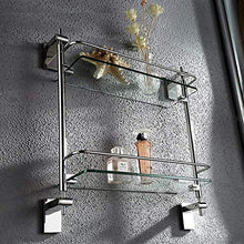 GDFEH Scaffale per Doccia 2 Bagno in Vetro Bagno in Acciaio Inox Scaffale in Acciaio Inox Scaffale per Bagno Scaffale Doccia Doccia Caddy Storage Basket 16.5x5x18inch