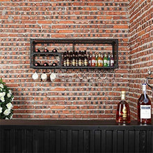 COLiJOL Portabottiglie in Metallo Griglia Di Ferro Telaio da Soffitto Retro Mensola da Parete Nera Portabottiglie Portabottiglie Di Vino Decorazione da Parete Applicazione Portabicchieri da Vino Fort