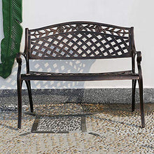 panchina panca da giardino terrazzo 39in, Panca in metallo a due posti da esterno Con braccioli e schienale, Telaio in fusione di alluminio Poltrona da cortile, capacità portante è 330LBS