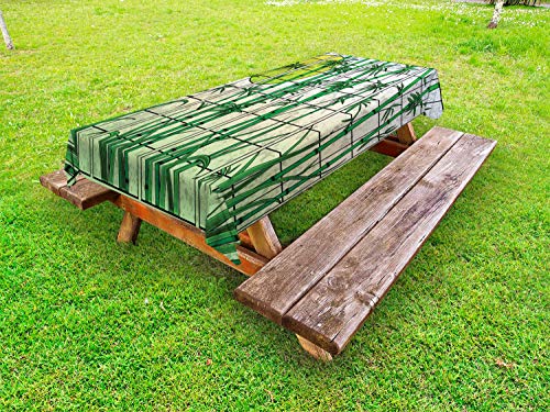 ABAKUHAUS bambù Tovaglia da Esterno, Albero pianta Grafica, Tovaglia da Picnic Lavabile Decorativa, 145 cm x 210 cm, Mela Verde e Verde