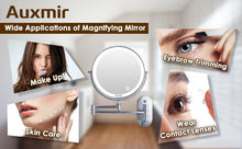 Auxmir Specchio Trucco con Ingrandimento 10X, Specchio Bagno con Luci, Luminosità Regolabile, Specchio Cosmetico per Bagno Hotel Spa, Adatto a  modello X-8CB
