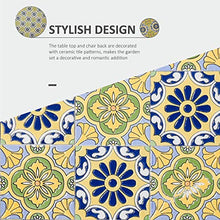 Set Tavolo e 2 Sedie Pieghevoli da Giardino in Metallo con Mosaico Colorato