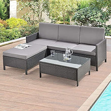 Set da giardino, divano 3 sedile divano grigio grigio grigio grigio trasparente, set da giardino Vine 3 tablet sgabello e 3 sedile divano,Light grey