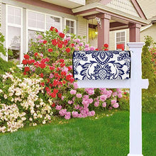 Copertura magnetica damascata per cassetta delle lettere blu e bianco dal design unico, per decorazione giardino, cortile, dimensioni standard 53 x 45 cm
