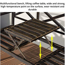 LXLH Panca da Giardino Panche retrò da Cortile per Esterni, Panca da Giardino in Metallo con braccioli e Schienale, Poltrona da Balcone per terrazza con tavolino sollevabile, Adatto per corridoio
