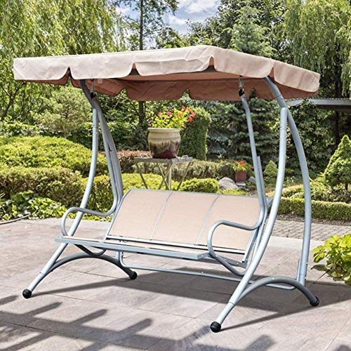 SFGHOUSE Copertura per altalene a 3 posti, protezione UV, impermeabile, per mobili da giardino e accessori (195 x 132 x 15 cm, beige)