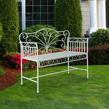 Outsunny Panchina Biposto da Giardino Stile Romantico Ferro 113.5 x 50 x 93.5cm Bianco