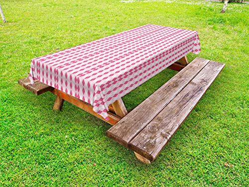 ABAKUHAUS Geometrico Rhombus Tovaglia da Esterno, Rosato Argyle, Tovaglia da Picnic Lavabile Decorativa, 145 cm x 210 cm, Baby Pink Pastello Rosa