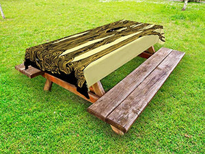 ABAKUHAUS Foresta oscura Tovaglia da Esterno, Grove Alberi Occhi Spooky, Tovaglia da Picnic Lavabile Decorativa, 145 cm x 265 cm, Giallo e Grigio