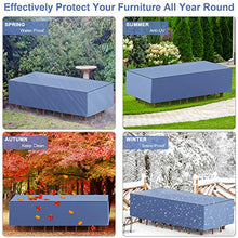 Wemk Copertura per Mobili da Giardino, Copertura Tavolo Esterno Impermeabile, Tessuto Oxford Resistente 420D, 4 Fibbie Antivento, Impermeabile E Antipolvere, Anti-UV, 213 X 132 X 74 cm (Blu)