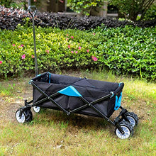 NJYT Giardino Carrello con 4 Ruote Heavy Duty Pieghevole Pull Wagon Handcart Carrello Pieghevole Giardino Trasporto Carrello Pieghevole Portatile Beach Camping Carrello (Color : Blue)