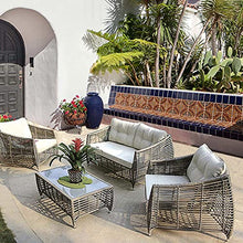 Aimir Set di Mobili da Giardino per Esterni, Set di 4 Pezzi per Divano in Rattan in PE da Giardino Sedia da Conversazione Modulare Tavolino da caffè Mobili da Balcone nel Cortile di Casa