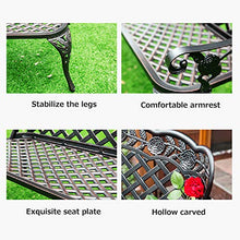Panchine per Terrazze Giardino Panca per Tempo Libero Esterno, Panca da Cortile in Ghisa Resistente Alle Intemperie, Panchina da Giardino Con Schienale e Braccioli, Panca Decorativa in Ferro Battuto