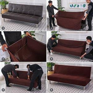 SK Studio Copridivano Clic Clac 3 Posti,Copertura Elasticizzata per Divano Senza Braccioli e Divano Letto Sofa: 205x100 cm Arancione - Arredi Casa