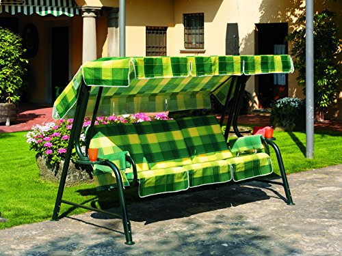 ARREDinITALY - Dondolo 4 posti con Struttura in Metallo e Cuscini Fantasia 40 - Struttura Verde Bosco - 100% Made in Italy