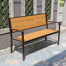 Panchine per Terrazze Panca da Giardino per Tempo Libero All'aperto, Panca da Patio Resistente Intemperie con Struttura in Ghisa e Legno Massello Anticorrosivo, Panca Decorativa retrò