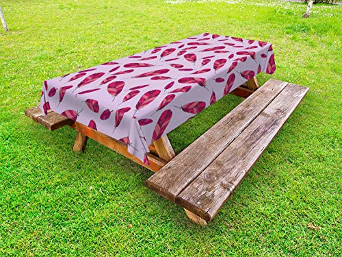 ABAKUHAUS Piume Tovaglia da Esterno, Piumaggio dai Colori Caldi, Tovaglia da Picnic Lavabile Decorativa, 145 cm x 265 cm, Mauve e Dark Magenta
